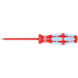 Wera 05022729001 Kraftform Stainless VDE 3160i Stainless Steel Slotted Screwdriver  Lasertip  1/8"" Head  3.19"" BladeLength