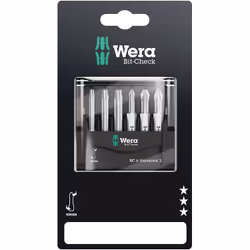 Wera Bit-Check 6 Universal 2 SB, 6 pc(s), Phillips, Pozidriv, Torx, PH 2, PZ 1, PZ 2, TX15, TX20, TX25, Steel