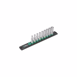 Wera 05005410001 Nut Magnetic Strip A Deep 1 Socket Spanner Insert Set 1/4 Inch Drive 9-Piece
