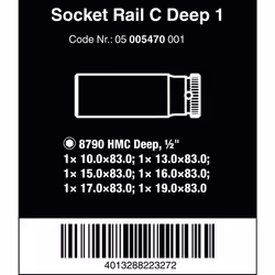 Wera Tools Magnetic Sock Rail C Deep 1 Sock Set 1/2"" drv 6 pcs