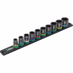 Wera 9607, Impact socket set, Multicolour, 10 head(s), 3/8", Metric, 10,13,15,16,17,18,19,21,22,24 mm