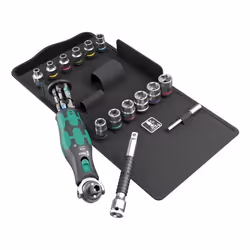 Wera 05004284001, Socket set, 1/4", Metric, 12 head(s), 6,7,8,9,10,11,12,13,14,15,16,17 mm, TX10, TX15, TX20, TX25