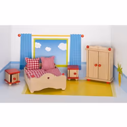 Goki Furniture for flexible puppets, bedroom Doll bedroom