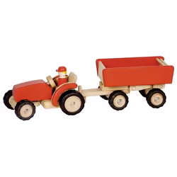 Goki Tractor with trailer, Tractor, 3 yr(s), Rubber, Wood, Black, Red, Wood