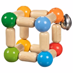Goki Touch ring elastic cube, Wood, Multicolour