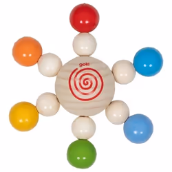 Goki Touch ring spinning top with pearls, Wood, Multicolour