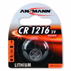 Ansmann 3V Lithium CR1216, Single-use battery, CR1216, Lithium, 3 V, 1 pc(s), Silver