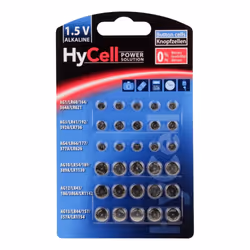HyCell 5015473, Single-use battery, LR60, LR66, LR41, LR43, LR44, LR54, Alkaline, 1.5 V, 30 pc(s), Silver