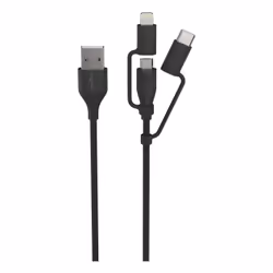 Ansmann Cable-USB-to-3in1-120cm-cb, 1.2 m, USB A, Micro-USB B, 0.48 Gbit/s, Black