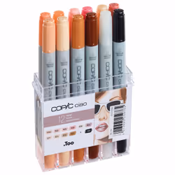 Copic Ciao Portrait Colours set, 12 pcs, 12 pc(s), Multicolour, Chisel/Brush tip, Round, Acrylic-based ink, Adult/Child