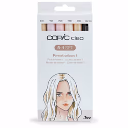 Copic Ciao "5+1" Set Portait colours 1, 6 pcs, 6 pc(s), Multicolour, Chisel/Brush tip, Round, Alcohol-based ink, Adult/Child