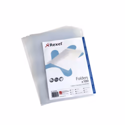 Rexel Embossed A4 L Folder Clear (100), 210 x 297 mm (A4), Transparent, Polypropylene (PP), 221 mm, 312 mm, 25 mm