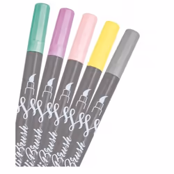 ONLINE Schreibgeräte Calli, 5 pc(s), Grey, Light Green, Pink, Purple, Yellow, Brush tip, Grey, Plastic, 2 mm