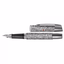 ONLINE Schreibgeräte 61120/3D, Black, Silver, White, Cartridge filling system, Blue, Iridium steel, 0.5 mm, Medium