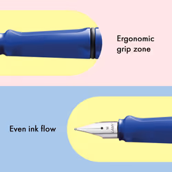 LAMY safari blue - Fountain Pen with ergonomic grip & polished steel nib in size B - ideal for any Writing & Calligraphy - including LAMY T