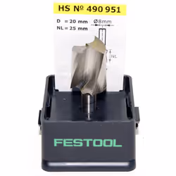 Festool 490951 Spiral Groove Cutter Shank 8 mm HS SPI S8 D20/25, Multi-Colour