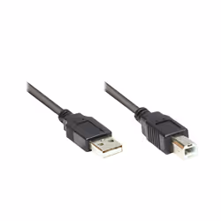 Alcasa 2510-025OFS, 0.25 m, USB A, USB B, USB 2.0, Male/Male, Black