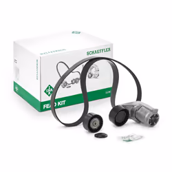 V-ribbed belt set; INA; Check alternator freewheel clutch & replace if necessary; for BMW; 11287589361, 11287589366, 11287599 ...