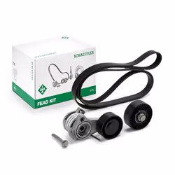 V-ribbed belt set; INA; Check alternator freewheel clutch & replace if necessary; for BMW; 11287527564, 11287530314, 11287535 ...