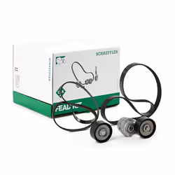 V-ribbed belt set; INA; Check alternator freewheel clutch & replace if necessary, Requires special tools for mounting; for FI ...