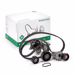 Water Pump + V-Ribbed Belt Kit; INA; Check alternator freewheel clutch & replace if necessary; for BMW; 11282365922, 11287556 ...