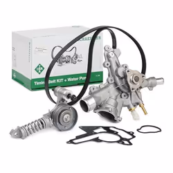 Water Pump + V-Ribbed Belt Kit; INA; Check alternator freewheel clutch & replace if necessary; for VAUXHALL, OPEL; 1334166, 1 ...