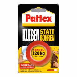 Pattex 526468"Gluing Instead Of Drilling" Double Sided Tape, Red, 1.5 m