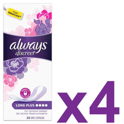 4 x Always Discreet Incontinence Liners Plus x 20