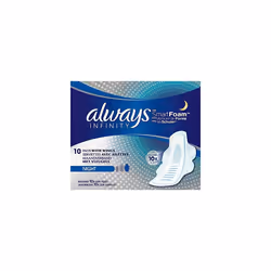 Always Infinity Night Sanitary Towels with Wings 10 Pads