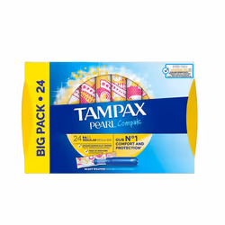 Compak Pearl Regular Insertion Sleeve Tampons, Blue, 24 Count