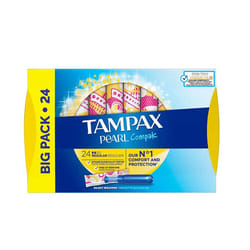 Compak Pearl Regular Insertion Sleeve Tampons, Blue, 24 Count
