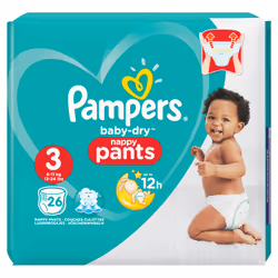 Pampers 81666620, Boy/Girl, Pant diaper, 6 kg, 11 kg, Multicolour, 12 h