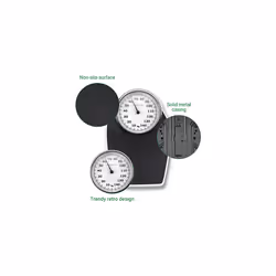 PSD mechanical bathroom scale up to 150 kg, analogue, retro scale in classic design and large scale in frustration-free packaging and reinforced glass