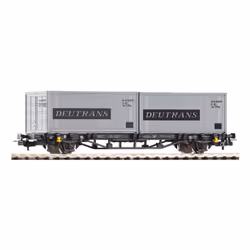 PIKO Flatcar w/2x Containers Deutrans DR IV, Railroad freight car model, HO (1:87), Any gender, 14 yr(s), Grey, DC