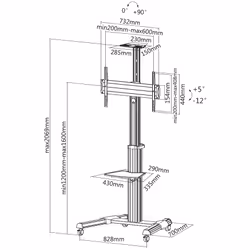 Equip 650602 37-70“ 90° Rotate Single Display LFD Trolley - Additional view 5