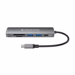 Conceptronic DONN 6-in-1 Multifunctional USB Hub Adapter, HDMI, USB-C PD, 1 x USB 3.0, 1 x USB 2.0, SD/TF Card Readers