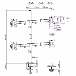 Equip 17"-32" Articulating Quad Monitor Desk Mount Bracket - Additional view 8