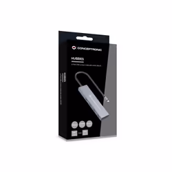 Conceptronic HUBBIES14G interface hub USB 3.2 Gen 2 (3.1 Gen 2) Type-C 10000 Mbit/s Grey