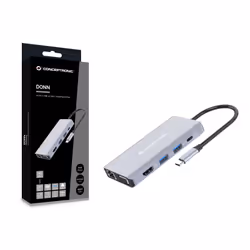 Conceptronic DONN20G 10-in-1 USB 3.2 Gen 1 Docking Station, HDMI, VGA, USB-A 3.0 x 3, SD, TF/MicroSD, Audio, GbE LAN, 100W USB PD - Additional view 2