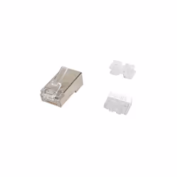 Equip Cat.6A RJ45 Shielded Plug, 100pcs/pack, RJ-45, Satin steel, Transparent, Male, Straight, Cat6a, Gold