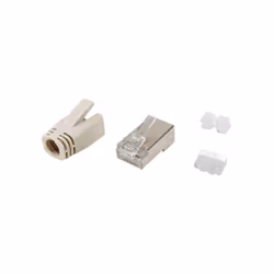 Equip Cat.6A RJ45 Shielded Plug Set, 100pcs/pack, RJ-45, Stainless steel, Transparent, White, Male, Straight, Cat6a, Gold