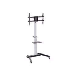 Equip 37-86" Rotate TV Cart, 200 x 200 mm, 600 x 400 mm, -10 - 5°, 90°, Aluminium, Plastic, Stainless steel, Silver