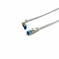 Equip Cat.6A S/FTP Patch Cable, Angled to Straight plug, 2.0m, White, 2 m, Cat6a, S/FTP (S-STP), RJ-45, RJ-45, White