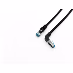 Equip Cat.6A S/FTP Patch Cable, Angled to Straight plug, 5.0m, Black, 5 m, Cat6a, S/FTP (S-STP), RJ-45, RJ-45, Black