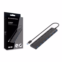 Conceptronic HUBBIES19BP 7-Port USB 3.0 HUB with Power Adapter, 90cm Cable, Individual Power Switch, USB 3.2 Gen 1