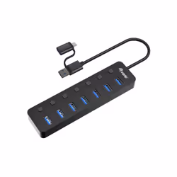 Equip 7-Port USB 3.2 Gen 1 Hub with Power Adapter, USB 3.2 Gen 1 (3.1 Gen 1) Type-A, USB 3.2 Gen 1 (3.1 Gen 1) Type-A, 5000 M ...