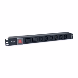 Equip 8-Outlet, 6 x IEC-C13+ 2X IEC-C19 Power Distribution Unit, on/off switch, Aluminum Shell, 1U, Aluminium, Black, 8 AC ou ...