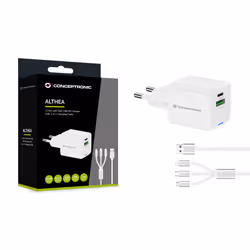 Conceptronic 2-Port 33W GaN USB PD Charger with 3-in-1 Charging Cable, USB-C x 1, USB-A x 1, QC 3.0, PPS - Additional view 4