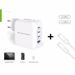 Conceptronic 4-Port 100W GaN USB PD Charger with USB-C Charging Cable, USB-C x 3, USB-A x 1, QC 3.0, PPS - Additional view 4