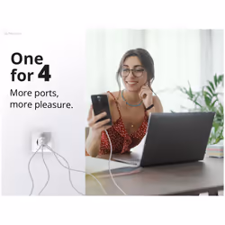 Conceptronic 4-Port 100W GaN USB PD Charger with USB-C Charging Cable, USB-C x 3, USB-A x 1, QC 3.0, PPS - Additional view 6